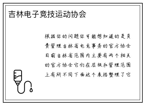 吉林电子竞技运动协会